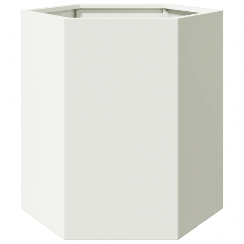 Garten-Pflanzgefäße 2 Stück Weiß Sechseckig 46x40x45 Stahl