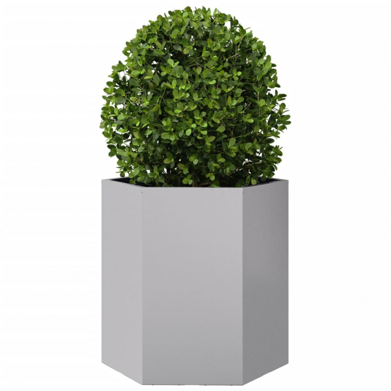 Garten-Pflanzgefäße 2Stk.Sechseckig 46x40x45cm Verzinkter Stahl