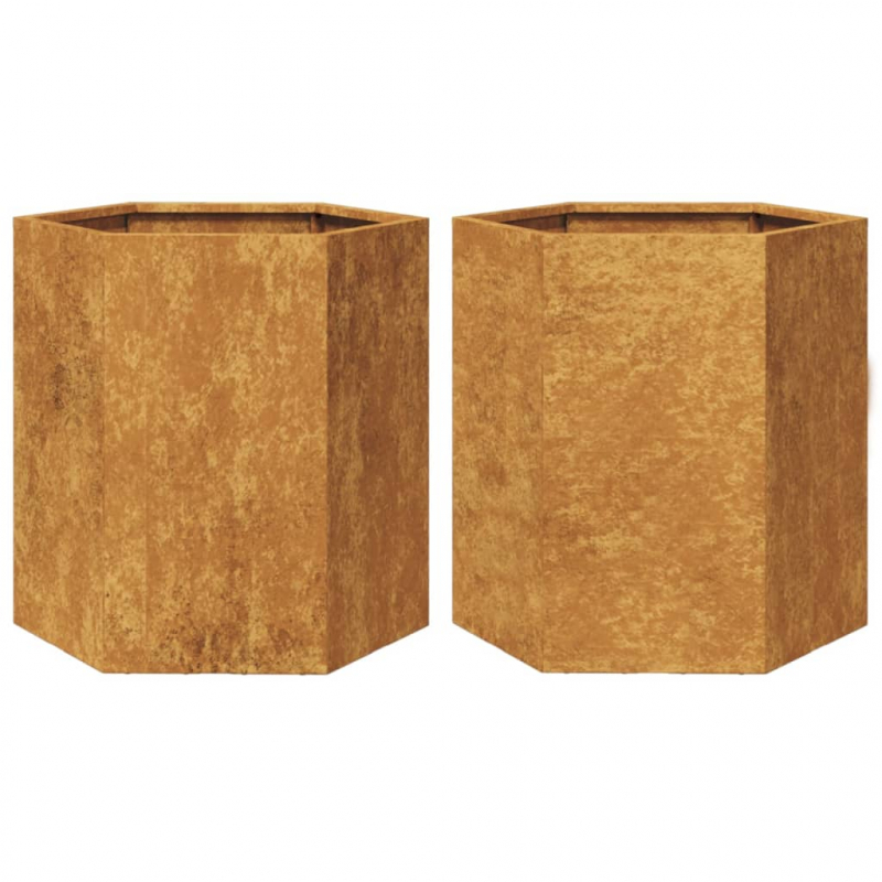 Pflanzkübel 2 Stk. Sechseckig 46x40x45 cm Wetterfester Stahl