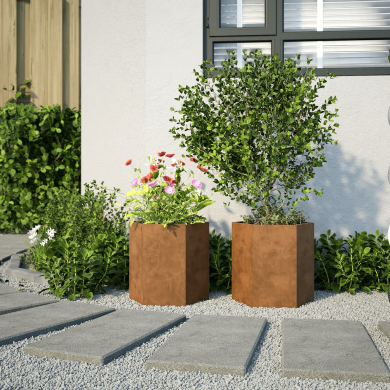 Pflanzkübel 2 Stk. Sechseckig 46x40x45 cm Wetterfester Stahl