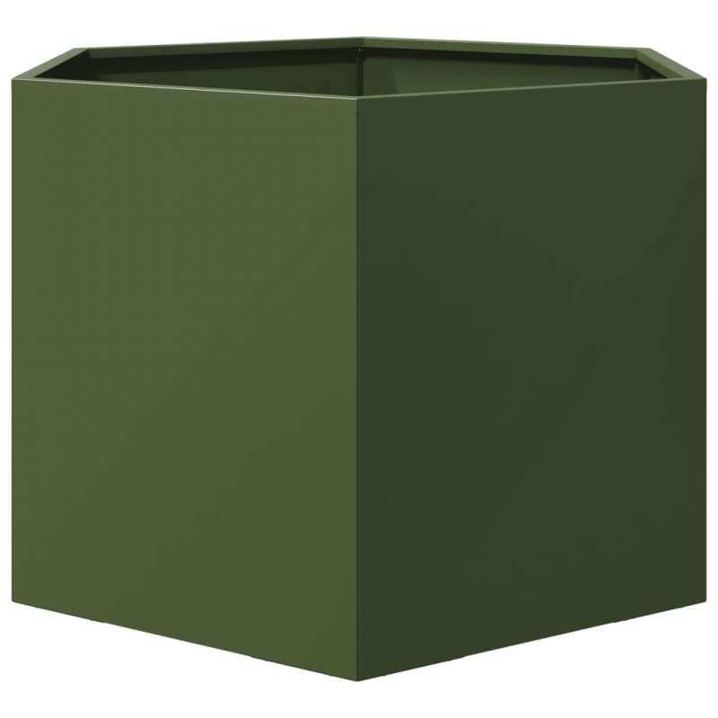 Pflanzkübel Olivgrün Sechseckig 69x60x45 Stahl