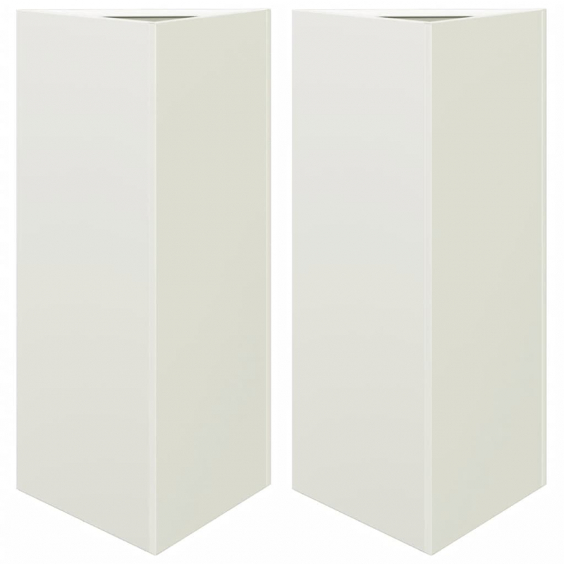 Pflanzkübel 2 Stk. Weiß Dreieckig 40x34,5x70 cm Stahl