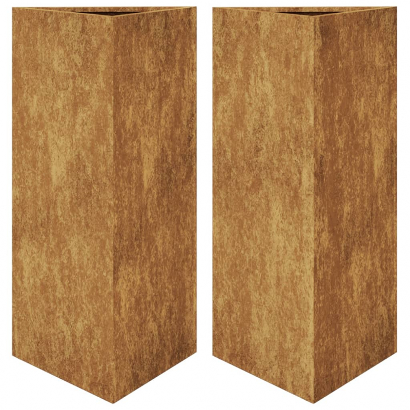 Pflanzkübel 2 Stk. Dreieckig 40x40x75 cm Wetterfester Stahl