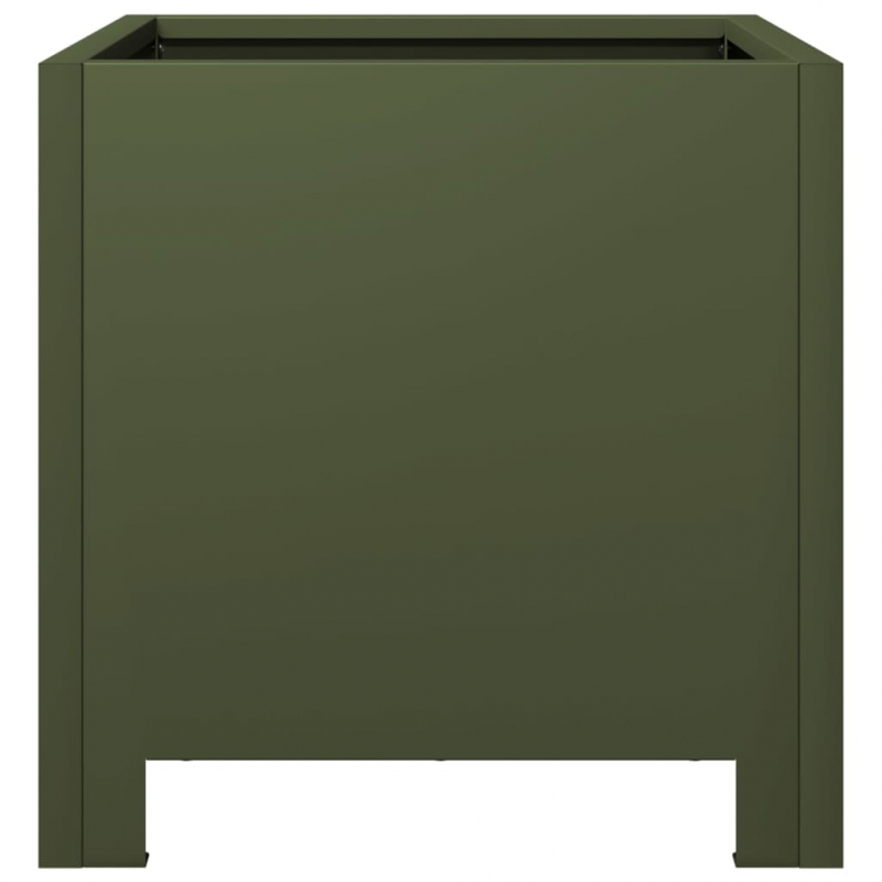 Pflanzkübel 2 Stk. Olivgrün 30x30x30 Stahl