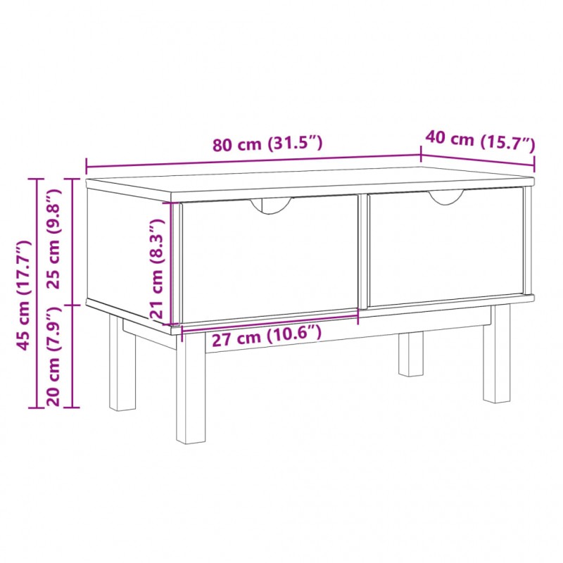 Flurbank OTTA 80x40x45 cm Massivholz Kiefer