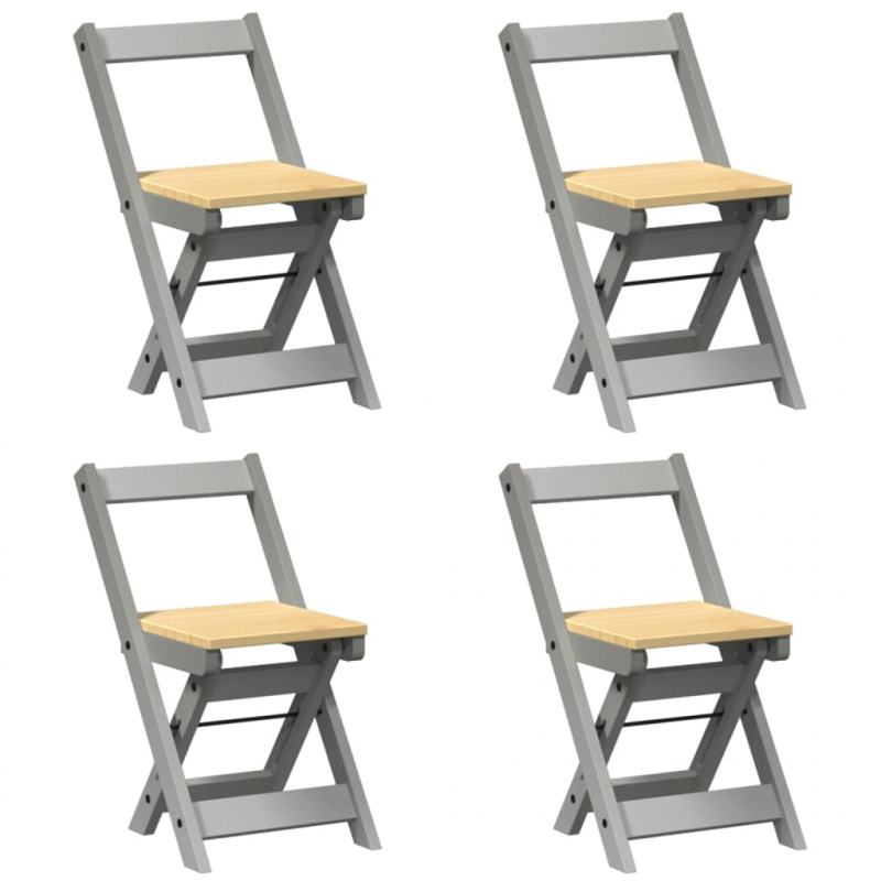 Esszimmerstühle Klappbar 4 Stk. Corona Grau Massivholz Kiefer