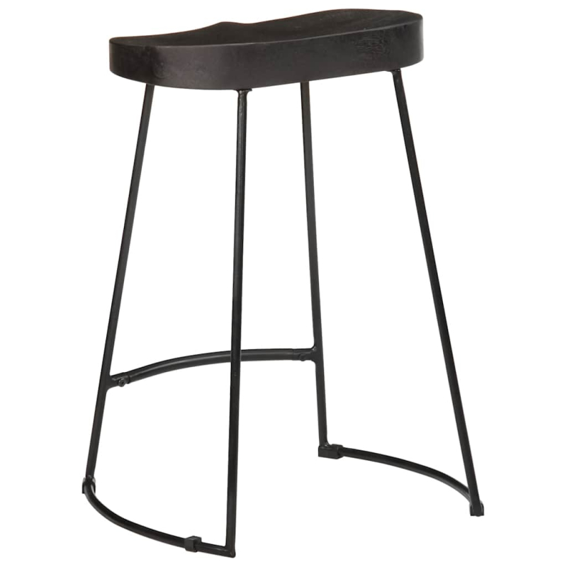 Barhocker 2 Stk. Schwarz 45x40x62 cm Mango Massivholz
