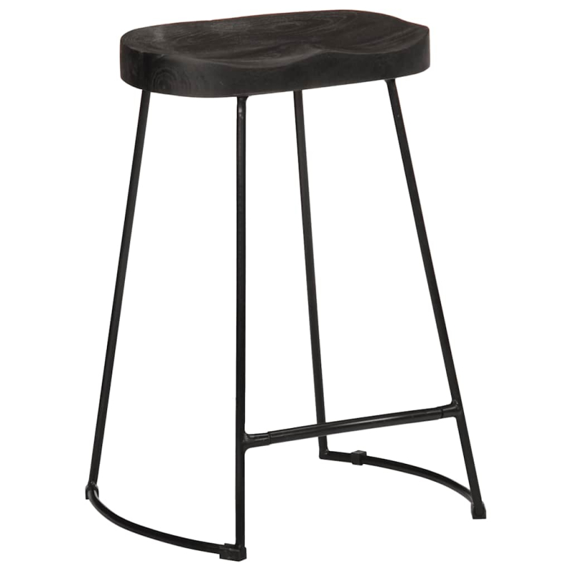Barhocker 2 Stk. Schwarz 45x40x62 cm Mango Massivholz