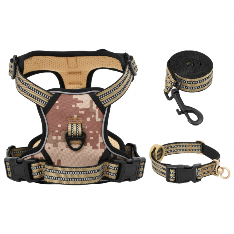 Hundegeschirr mit Leine & Halsband Verstellbar Camouflage M