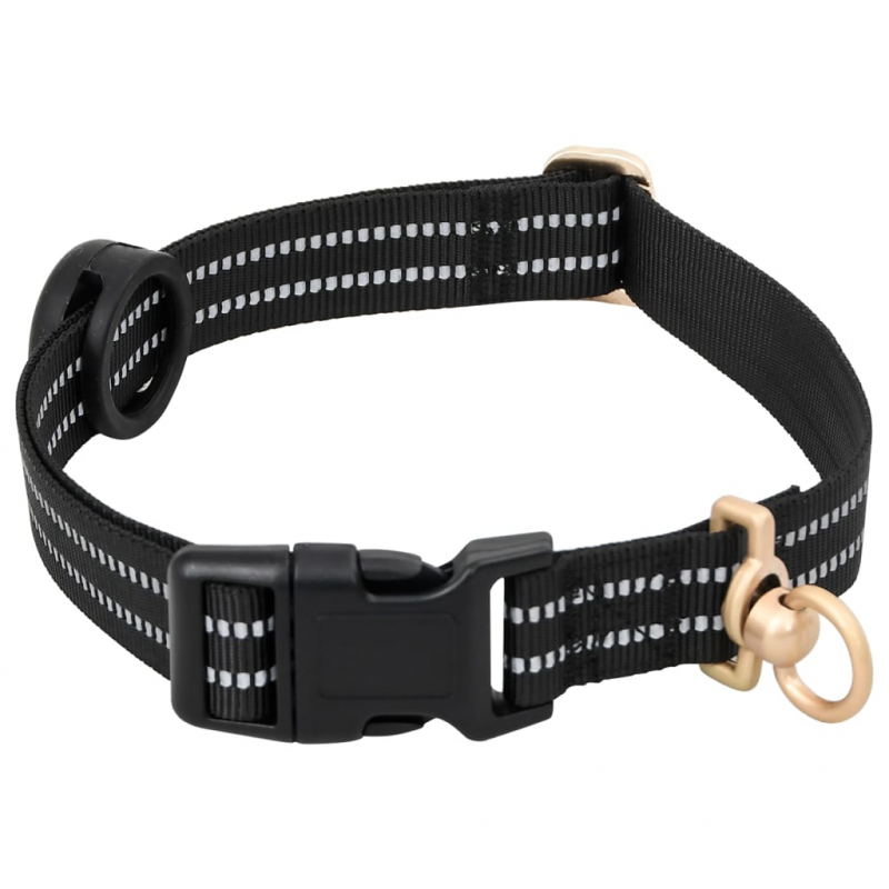 Hundegeschirr mit Leine & Halsband Verstellbar Schwarz L