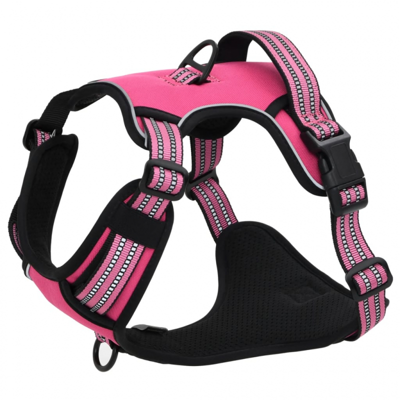 Hundegeschirr mit Leine & Halsband Verstellbar Rosa L