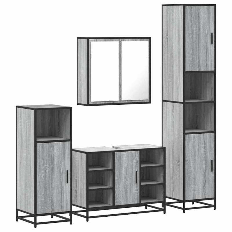 4-tlg. Badmöbel-Set Räuchereiche Holzwerkstoff