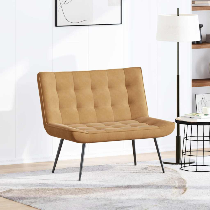 Sitzbank Braun 110x74x84 cm Samt