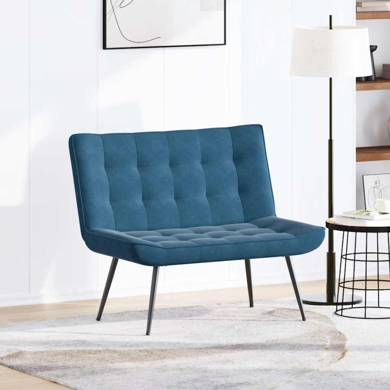 Sitzbank Blau 110x74x84 cm Samt