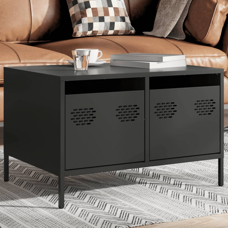 TV-Schrank Schwarz 68x50x43,5 cm Kaltgewalzter Stahl