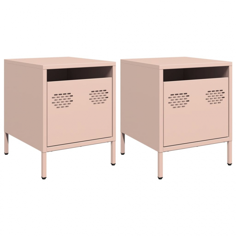 Nachttische 2 Stk. Rosa 35x39x43,5 cm Stahl