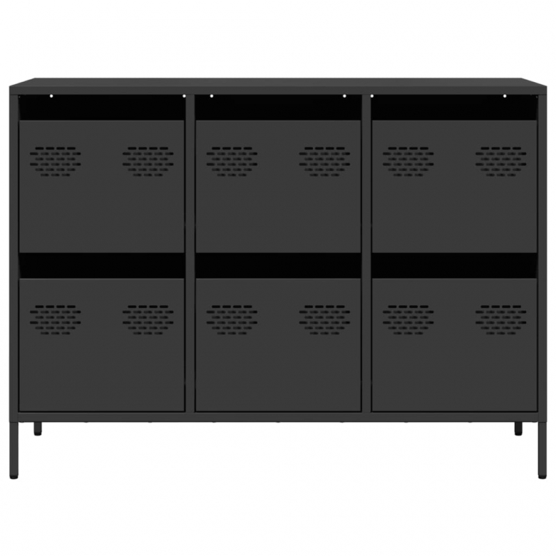 Sideboard Schwarz 101,5x39x73,5 cm Kaltgewalzter Stahl