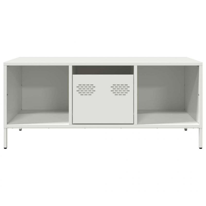 Couchtisch Weiß 101,5x50x43,5 cm Kaltgewalzter Stahl