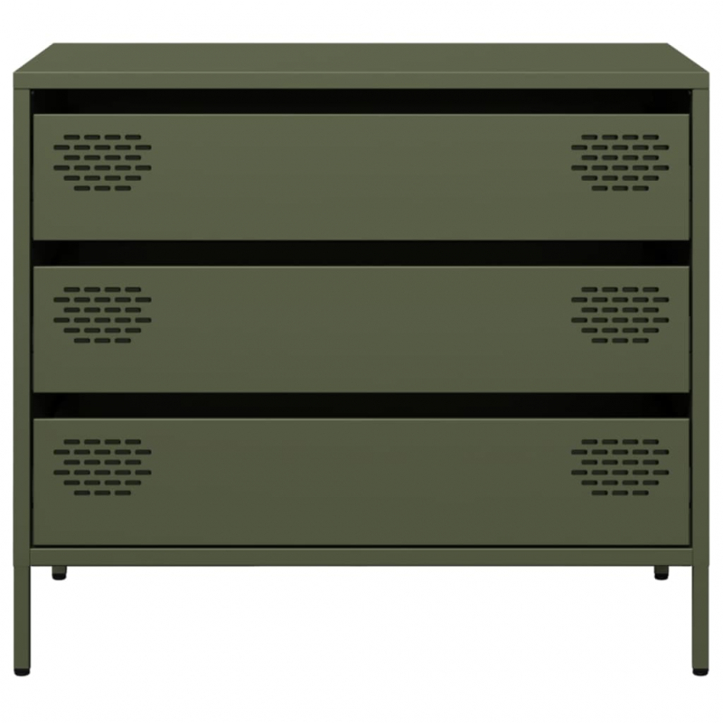 Sideboard Olivgrün 68x39x58,5 cm Kaltgewalzter Stahl