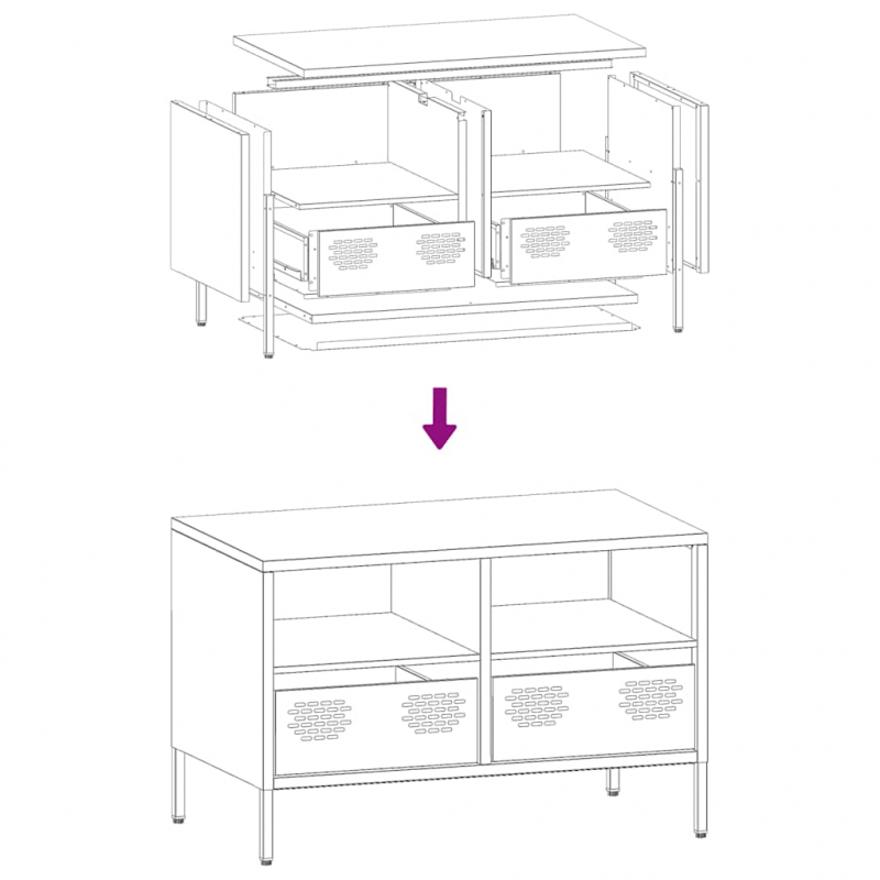 TV-Schrank Rosa 68x39x43,5 cm Kaltgewalzter Stahl