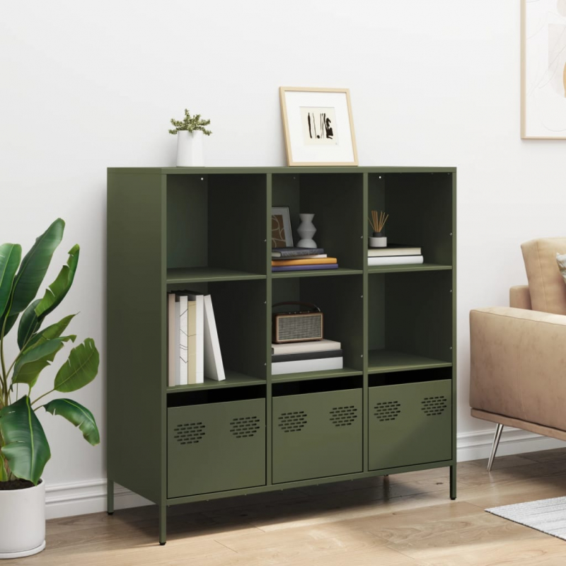 Sideboard Olivgrün 101,5x39x103,5 cm Stahl