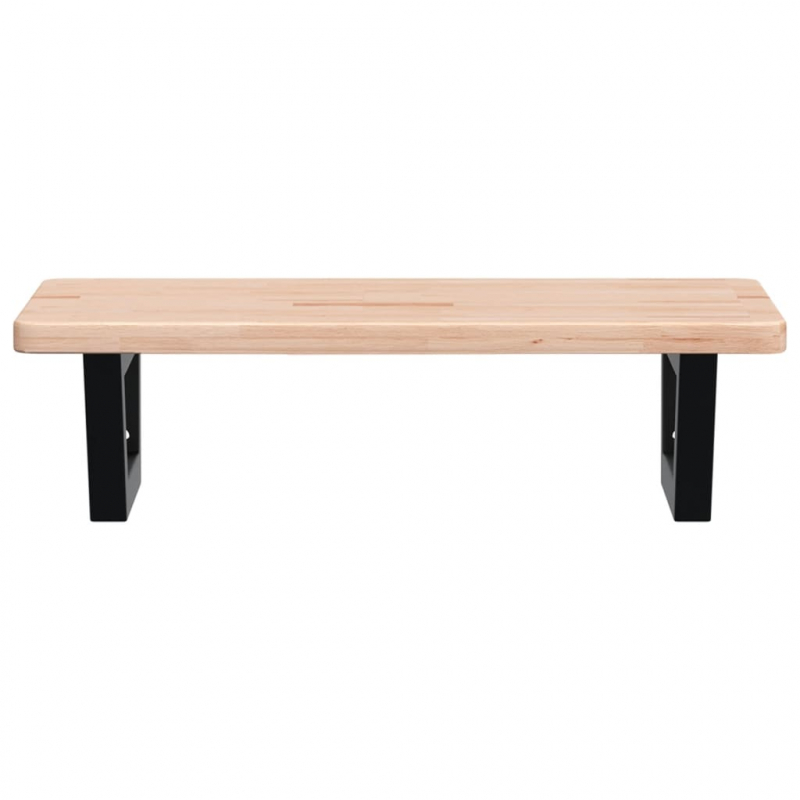 Waschtischplatte mit Halterung Stahl und Massivholz Eiche