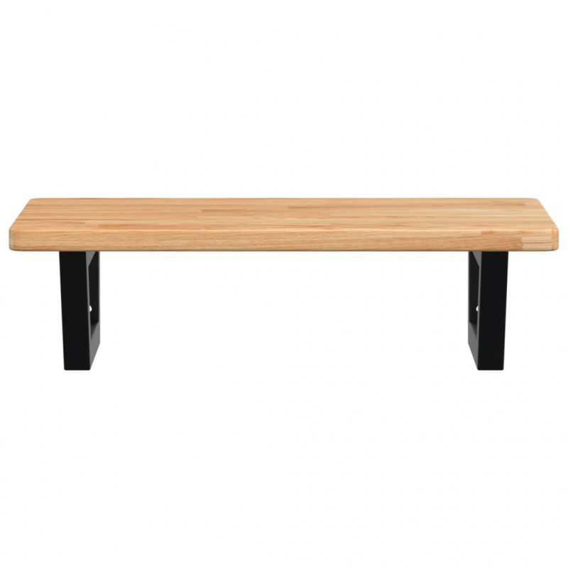 Waschtischplatte mit Halterung Stahl und Massivholz Eiche