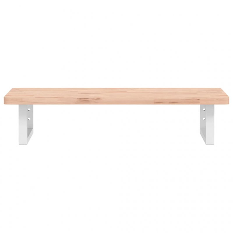 Waschbeckenregal Wandmontage Stahl und Massivholz Buche