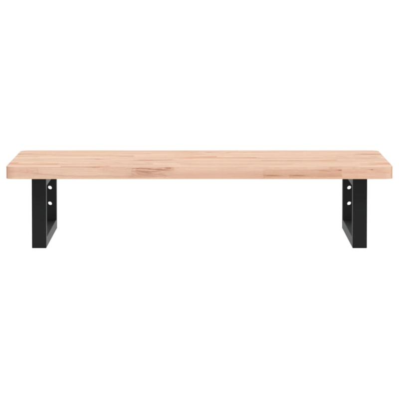 Waschbeckenregal Wandmontage Stahl und Massivholz Buche