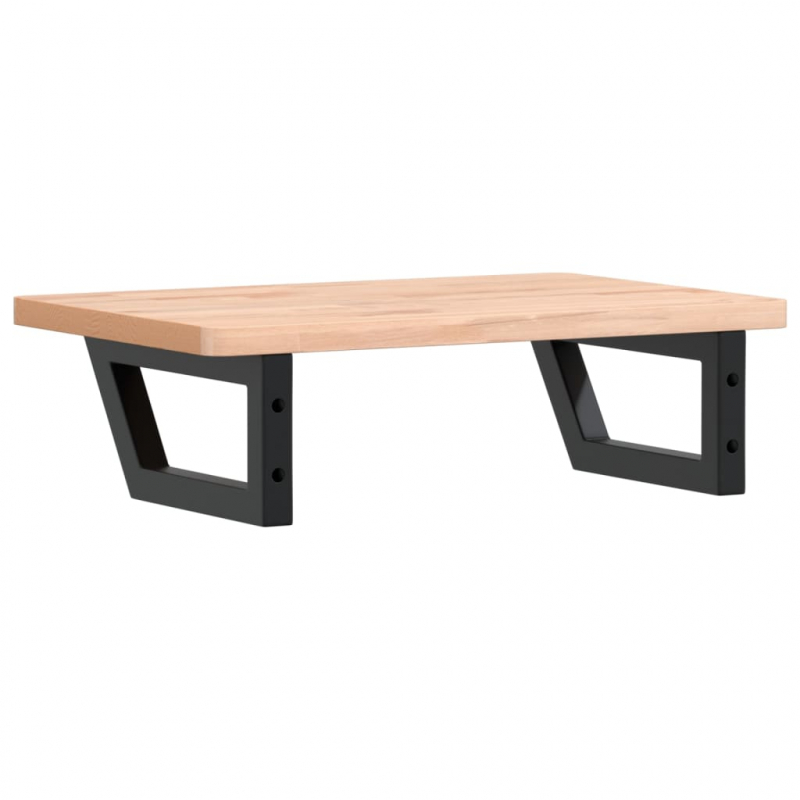 Waschbeckenregal Wandmontage Stahl und Massivholz Buche