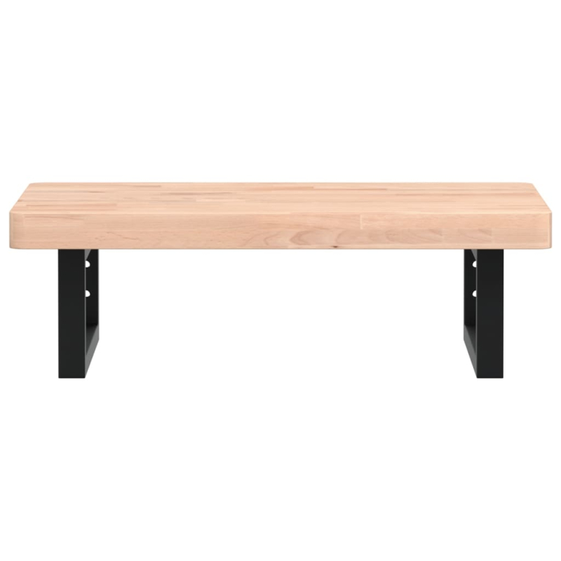 Waschbeckenregal Wandmontage Stahl und Massivholz Buche