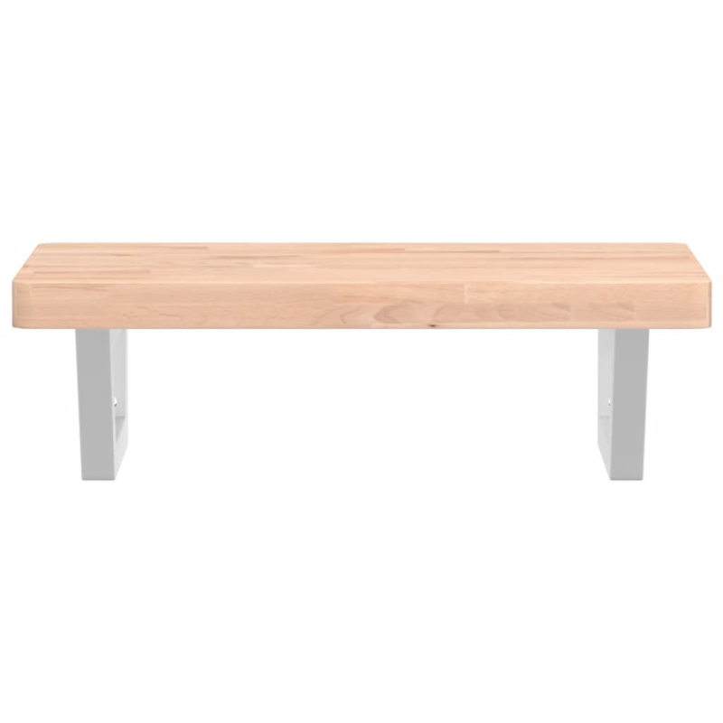 Waschbeckenregal Wandmontage Stahl und Massivholz Buche