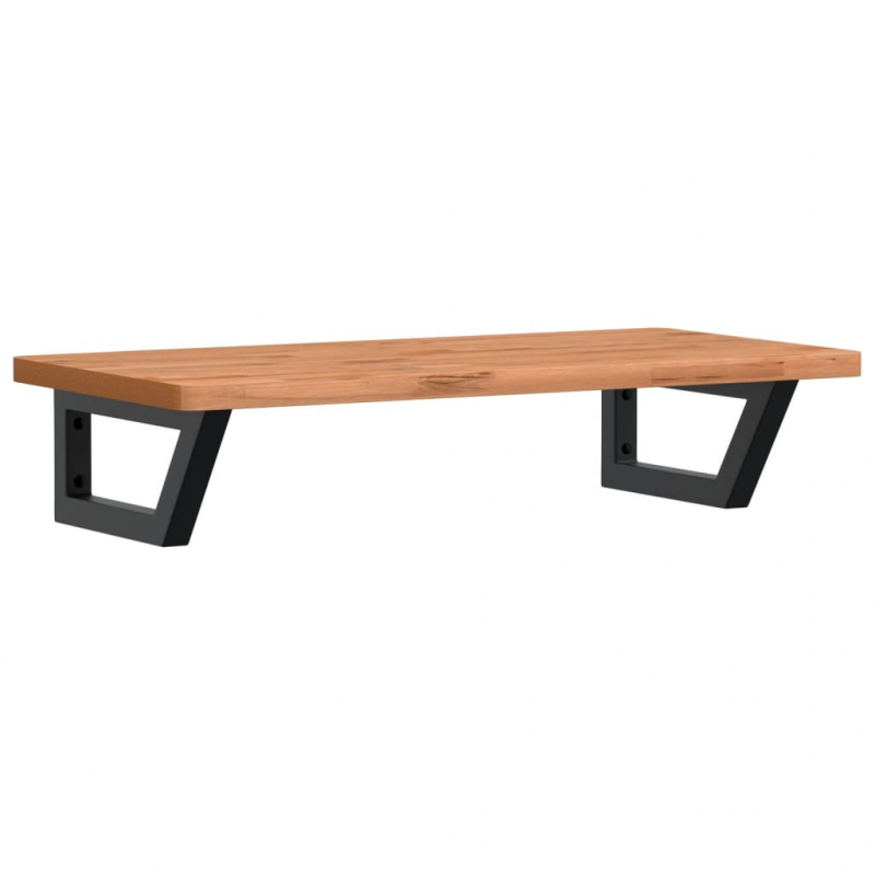 Waschbeckenregal Wandmontage Stahl und Massivholz Buche