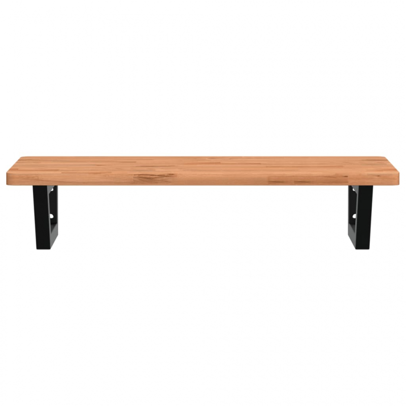 Waschbeckenregal Wandmontage Stahl und Massivholz Buche
