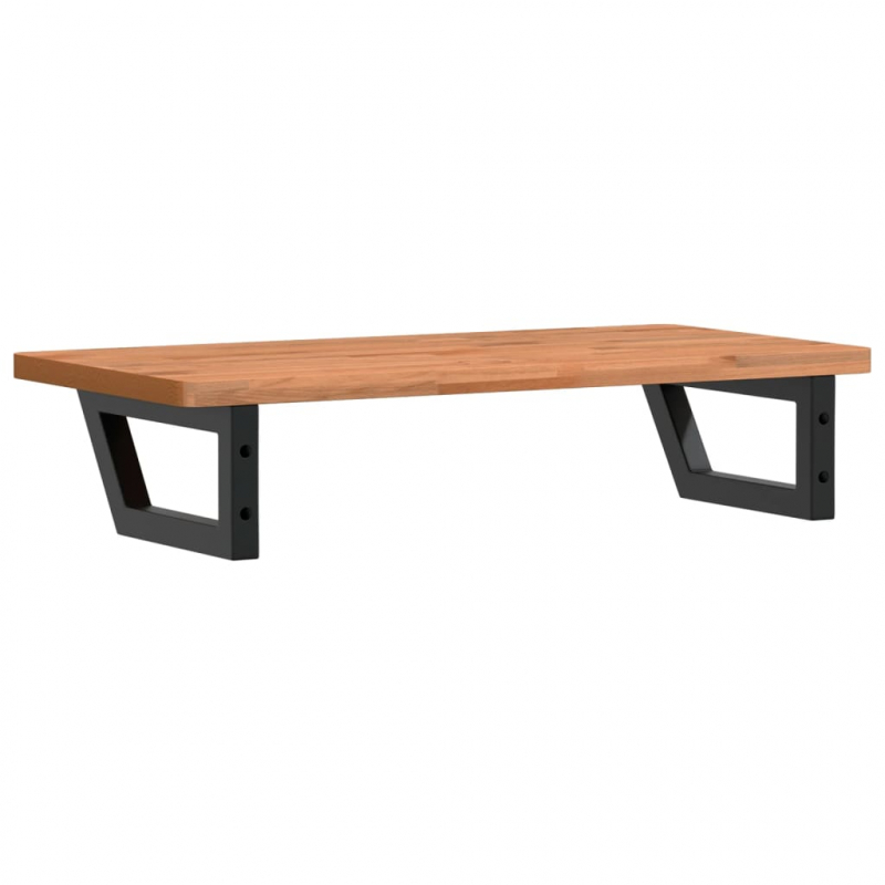 Waschbeckenregal Wandmontage Stahl und Massivholz Buche