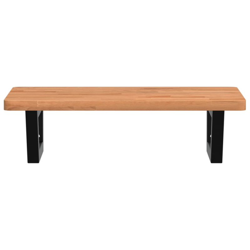 Waschbeckenregal Wandmontage Stahl und Massivholz Buche