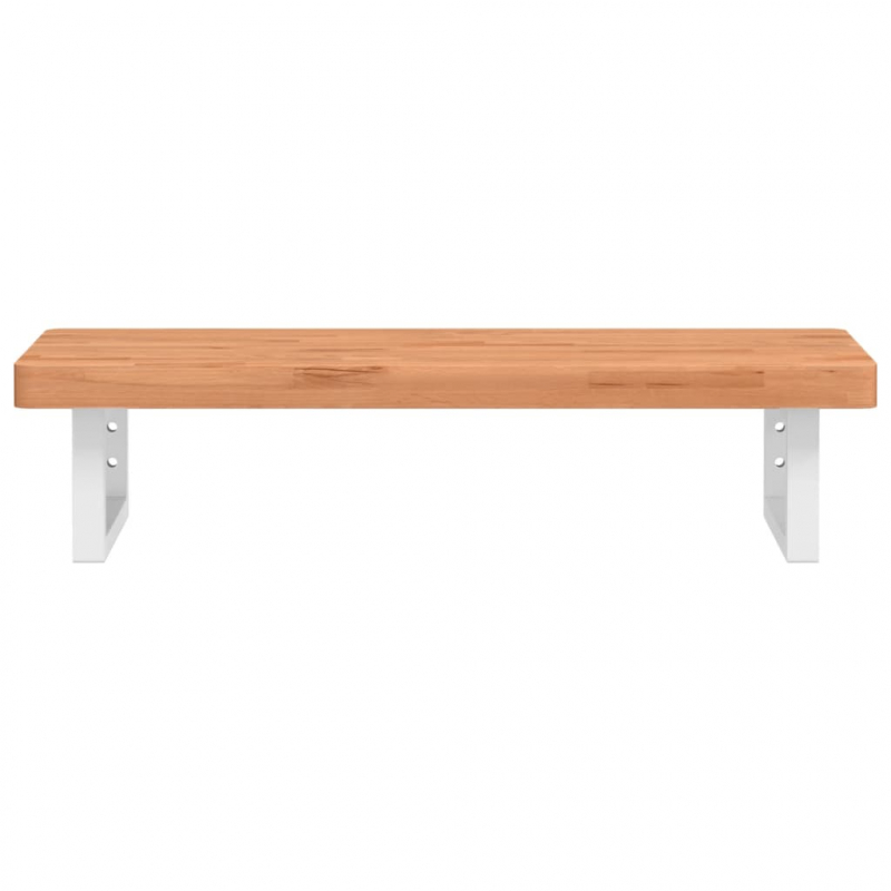 Waschbeckenregal Wandmontage Stahl und Massivholz Buche