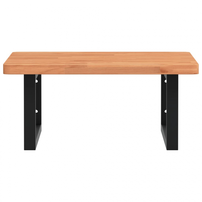 Waschbeckenregal Wandmontage Stahl und Massivholz Buche