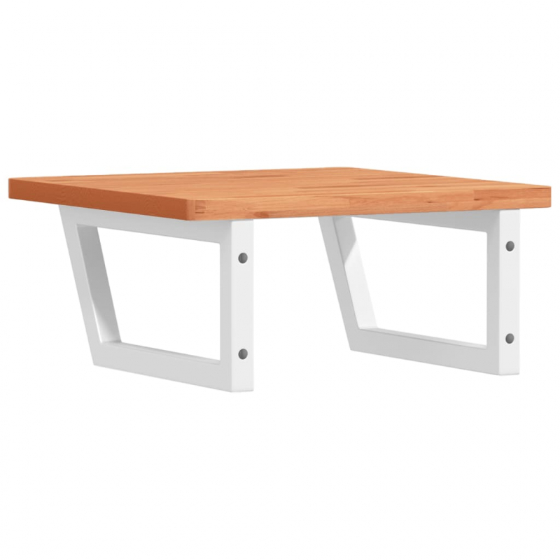 Waschbeckenregal Wandmontage Stahl und Massivholz Buche