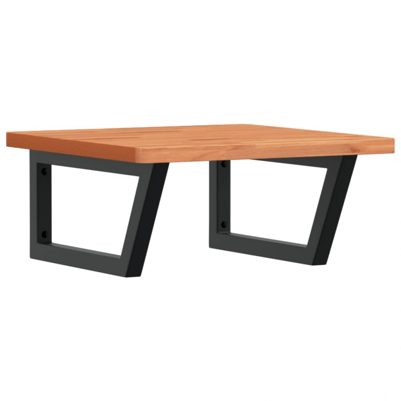 Waschbeckenregal Wandmontage Stahl und Massivholz Buche