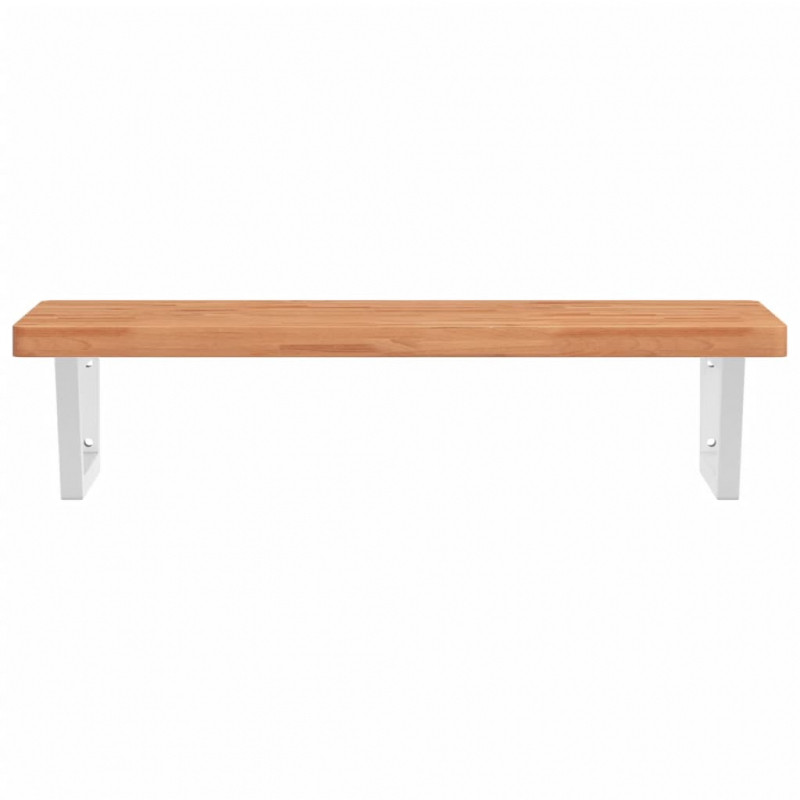 Waschbeckenregal Wandmontage Stahl und Massivholz Buche