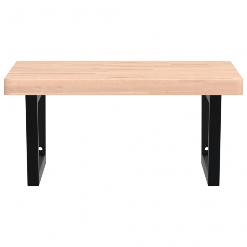 Waschbeckenregal Wandmontage Stahl und Massivholz Buche