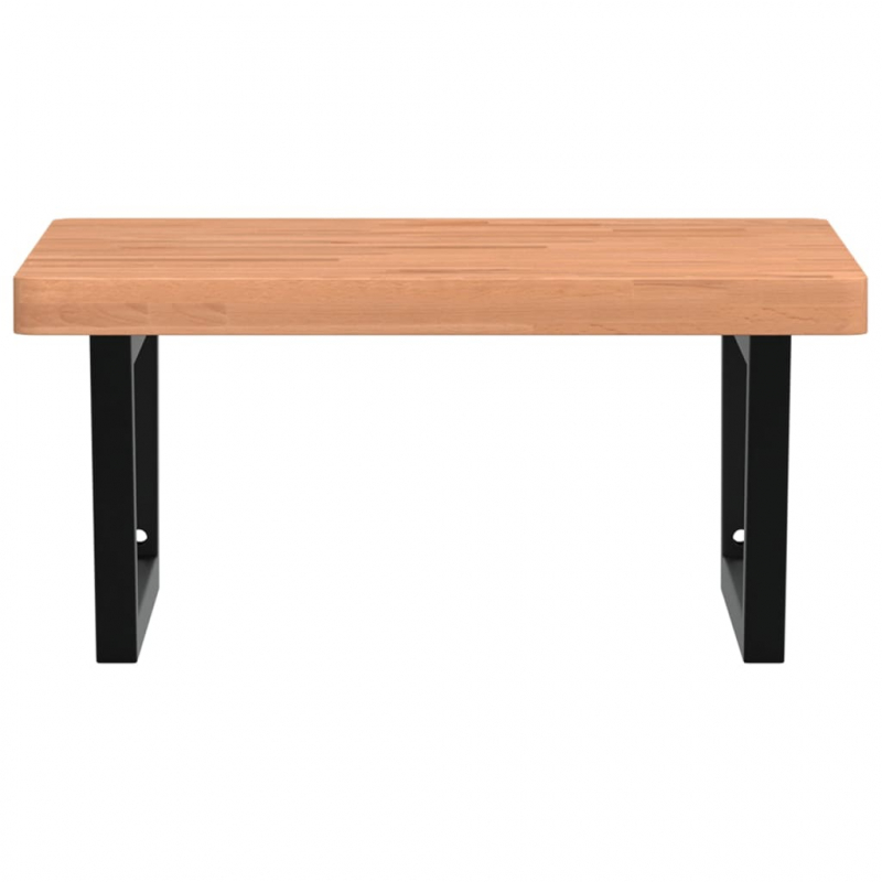 Waschbeckenregal Wandmontage Stahl und Massivholz Buche