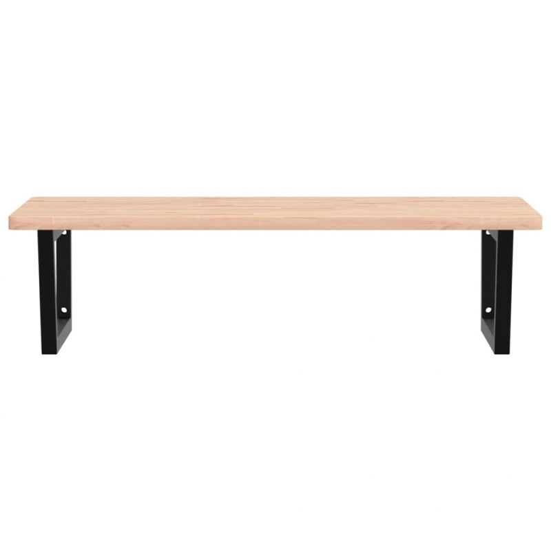 Waschbeckenregal Wandmontage Stahl und Massivholz Buche