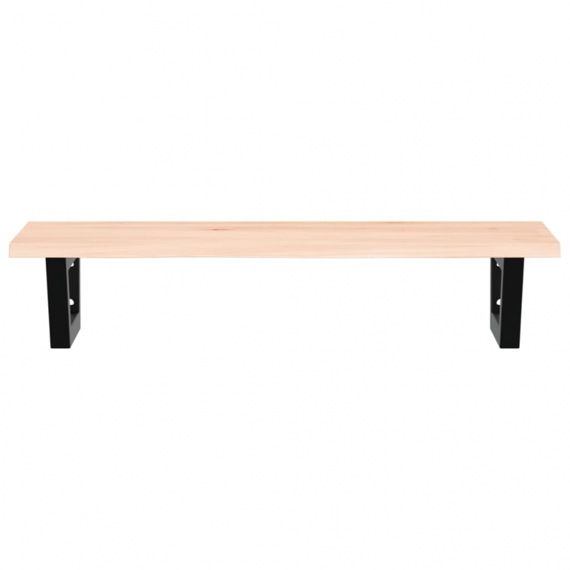 Waschtischplatte mit Halterung Stahl und Massivholz Eiche