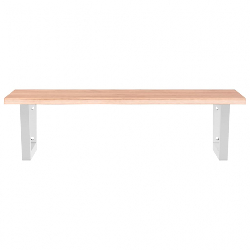 Waschtischplatte mit Halterung Stahl und Massivholz Eiche