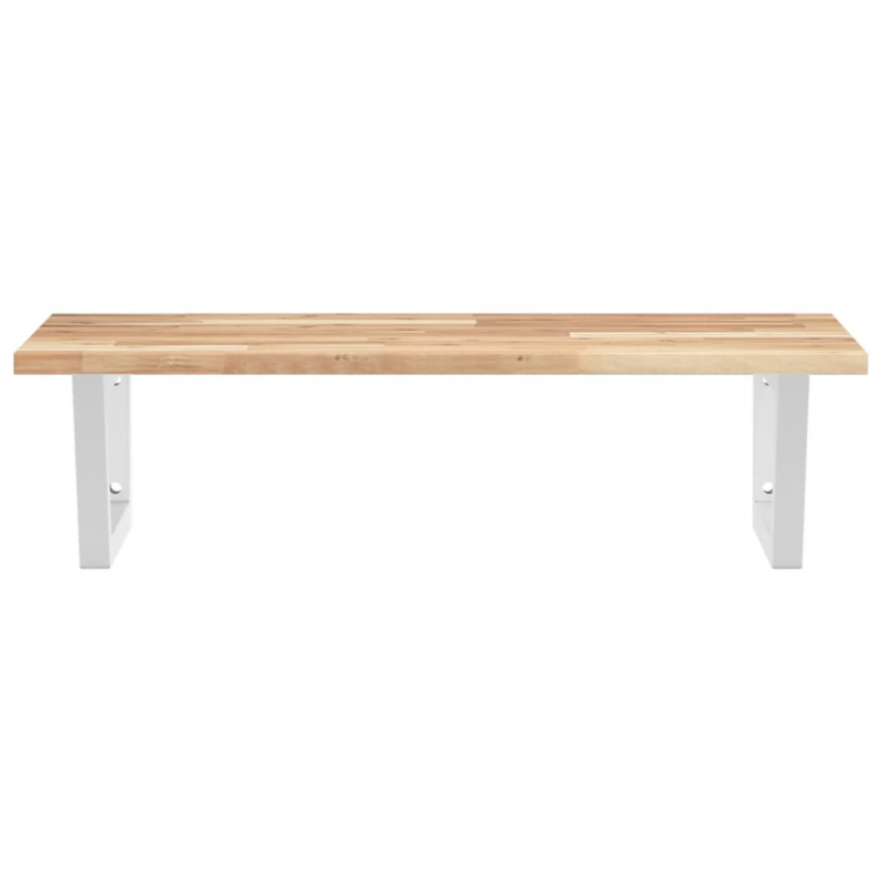 Waschbeckenregal Wandmontage Stahl und Akazienholz