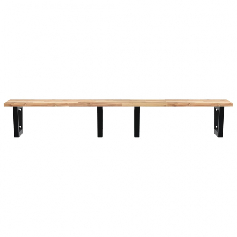 Waschbeckenregal Wandmontage Stahl und Akazienholz