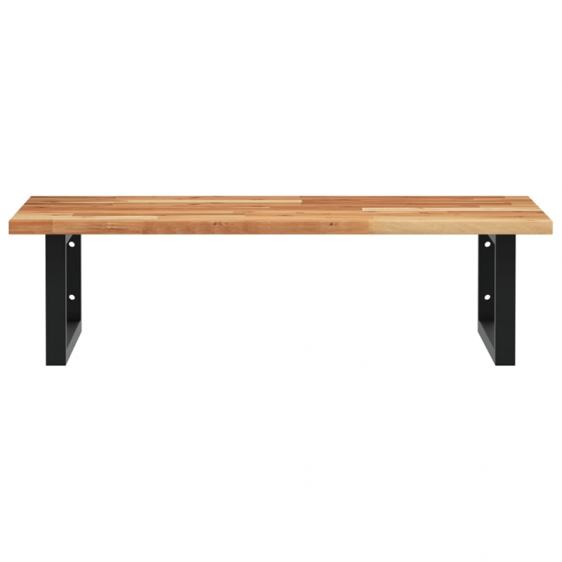 Waschbeckenregal Wandmontage Stahl und Akazienholz