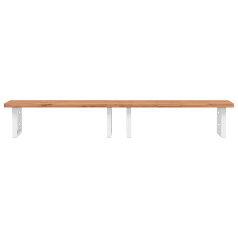 Waschbeckenregal Wandmontage Stahl und Massivholz Buche